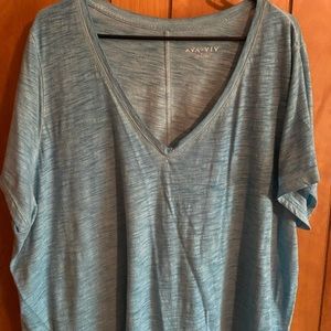 Blue Ava & Viv v-neck t-shirt in 3X